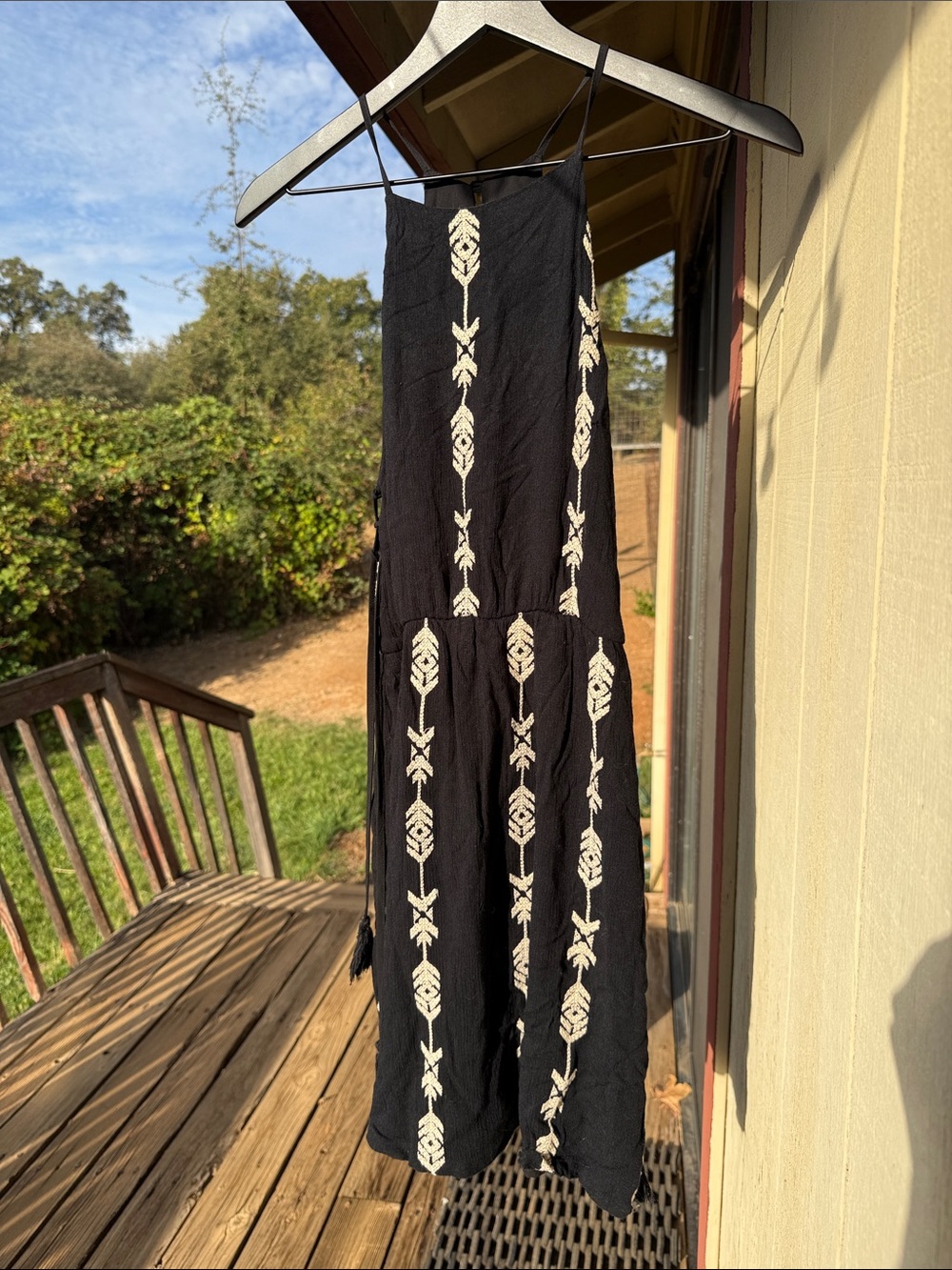 Black Embroidered Wide-Leg Jumpsuit